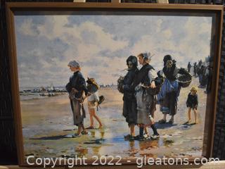 Framed Canvas Print “Oyster Gatherers of Cancale”